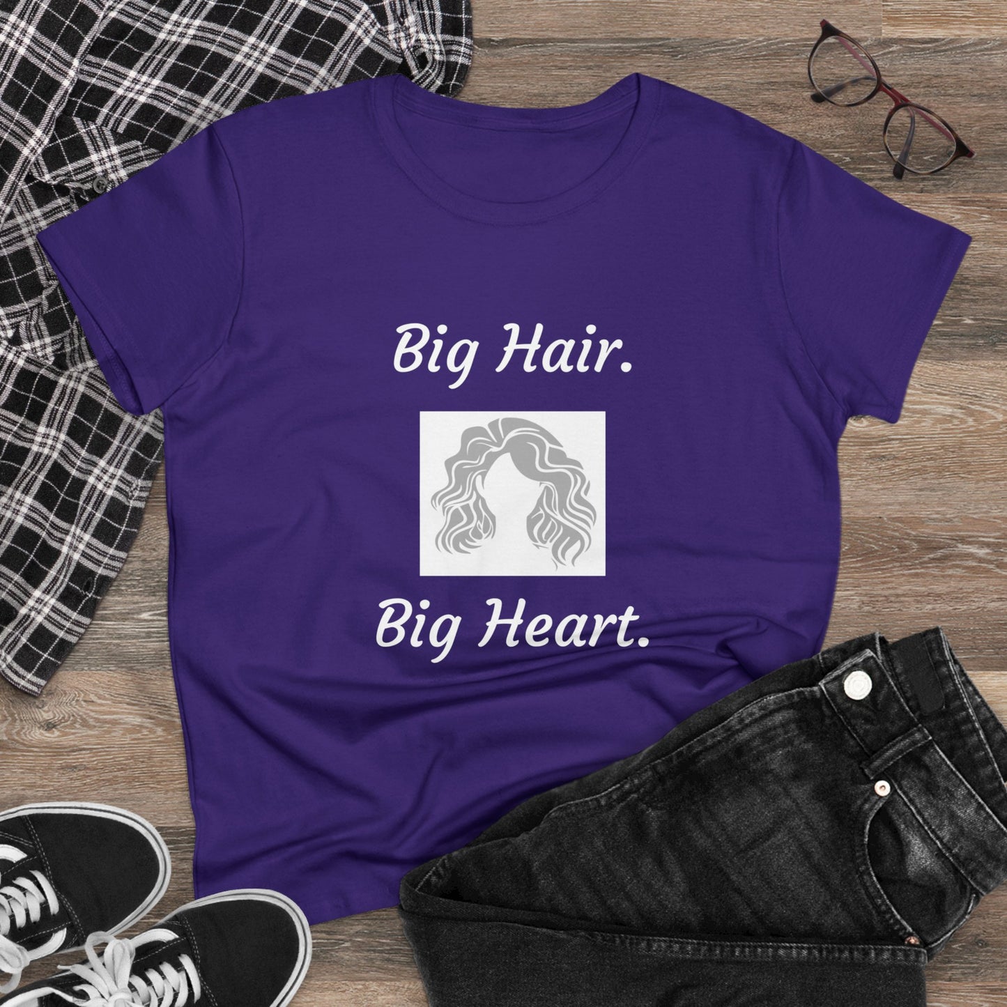 Big Hair Big Heart (Women's Midweight Cotton Tee)