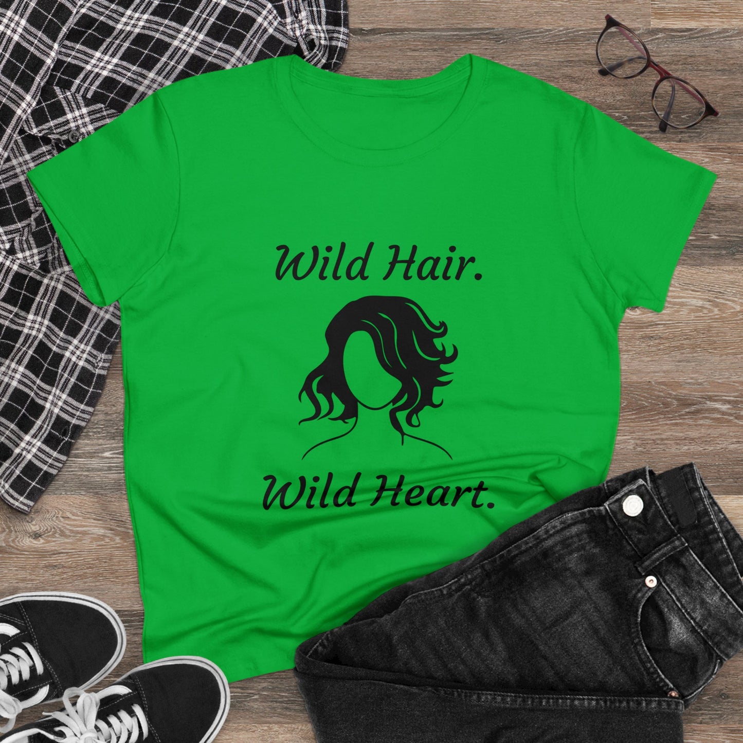 Wild Hair Wild Heart (Women's Midweight Cotton Tee)