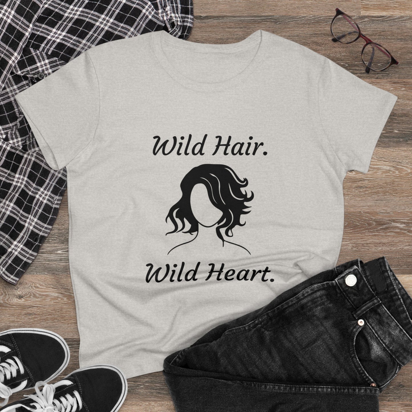 Wild Hair Wild Heart (Women's Midweight Cotton Tee)