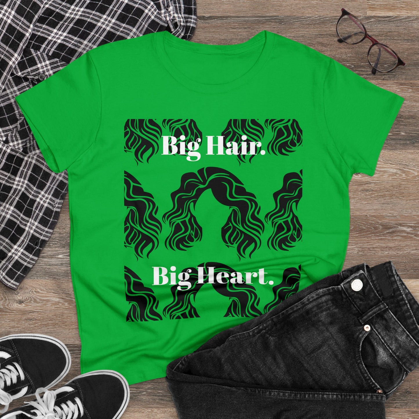 Big Hair Big Heart (Women's Midweight Cotton Tee)