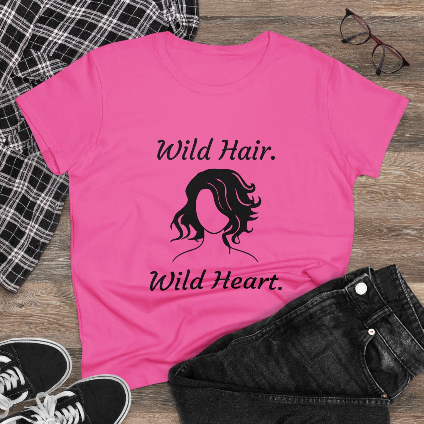 Wild Hair Wild Heart (Women's Midweight Cotton Tee)